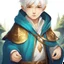 Placeholder: Fantasy World, A boy only wearing a closed wizards robe, and wearing a wizards hat. White Hair. Golden Eyes