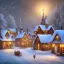 Placeholder: fantasy farming village square winter night