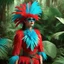 Placeholder: 3D anaglyph red-cyan glasses required to watch Jane Manson dressed in coloured feathers in the jungle