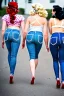 Placeholder: Four Pin Up Girls on jeans walking