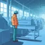 Placeholder: an very sad transparent glas man with working clothes, in a factory, nobody cares about the empty glas man, that is why he is so sad :( , he had worked 30 years in the factory and never had a salary increase, tears in his eyes, simon stålenhag cartoon style