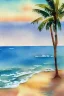 Placeholder: watercolor vintage summer beach scape sand sunshine ocean retro 1920s f