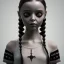 Placeholder: Wednesday Addams, Wednesday with braids standing with her arms crossed, dark, hyper detail, octane render, unreal engine 5, photorealistic, 8k resulation