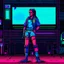 Placeholder: A pixel art cyberpunk version of the best football predictor master pundit soccer champ master female cool beautiful neon