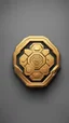 Placeholder: a smooth 3d game graphics rounded hex shaped golden coin with a full body relief print of Abobo