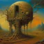 Placeholder: time altering machine, by Zdzislaw Beksinski, Meander art style