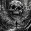 Placeholder: double exposure photography "ghosts in skull!!! forest!!", negative black and white Speedpaint with large brush strokes by Junji Ito, Ismail Inceoglu, , Gazelli, M.W. Kaluta, richard anderson, paint splatter, a masterpiece, 8k resolution, trending on artstation, horror, terrifying, highly detailed and intricate