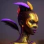 Placeholder: pretty african cyber woman, cold ambient, latex, cables, purpurin, blood, black, gold, piercings, brown, decorative color feathers, circuits, neon style, a lot of led lights, fog, rain, vibrant color, highly detailed, art stations, concept art, smooth, unreal engine 5, god rays, ray tracing, RTX, lumen lighting, ultra detail, volumetric lighting, 3d, finely drawn, high definition, high resolution.