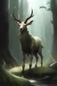 Placeholder: Illustration {small standing forest creature with horns}, realism, realistic, semi-realistic, full body