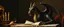 Placeholder: close up portrait painted by Rembrandt, dragon holding speech at dinner table