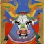 Placeholder: flying cow with wings indian in tibetian painting style