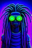 Placeholder: A retrowave hippie alien with dreadlocks