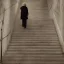 Placeholder: hyper realistic old woman walking to heaven on a staircase with glow