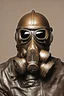 Placeholder: warrior portrait, Bronze metal gas-mask, comic style