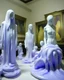 Placeholder: A pale light purple haunted EDM party with ghosts painted by Auguste Rodin