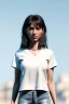 Placeholder: Ultra Realistic image, 25 years old brunette woman, Madrid, portrait, small stature, small chest, yakuza body tattoo, white broken cotton short undershirt, black latex short, vibrant color, highly detailed, art stations, concept art, smooth, unreal engine 5, god rays, ray tracing, RTX, lumen lighting, ultra detail, volumetric lighting.