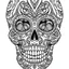 Placeholder: Coloring page for beginers, with skull, very Bold outlines and white background, cartoon style, minimal number of elements, very simple, not very detailed