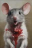 Placeholder: a portrait of a mouse prostitute with a black eye and a fat lip and blood dripping from her mouth, oil painting by Zushia Zalarngo