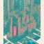 Placeholder: city, tropical, latino, plants, streets, risograph, flat design, 2 colors