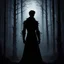 Placeholder: male silhouette in a forest, dark, gothic, darkness