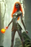 Placeholder: painting of a tall elven young woman with short light orange hair and freckles on the cheak bones and tall body of a topmodel light clothes, full shot, ultra realistic, concept art, intricate details, eerie, highly detailed, photorealistic, octane render, 8 k, unreal engine. art by artgerm and greg rutkowski and charlie bowater and magali villeneuve and alphonse mucha