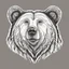 Placeholder: funny bear head from profile, simplified low detail sketch with strong contrast, monochromatic outline stamp