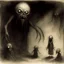 Placeholder: Liminal lovecraftian Abominations, by Stephen Gammell and Don Hertzfeldt and Pejac, warm colors, stylish, unsettling horror art, vestiges of horror, dark shines war, guided by N(t)=N0​⋅e−kt