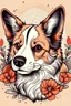 Placeholder: A corgi drawn in an illustrative tattoo style