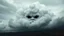 Placeholder: a scary and very pale transparently baby-face made of clouds looking at the camera, gray and dark clouds with black empty eyes on sky, gray-white clouds, autumn wind over the landscape, weird, detailed, haunting, dark crepy mood, nightmare, thriller, mood, dark fantasy