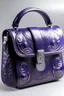 Placeholder: Purple embossed pattern leather bag with a silver clasp