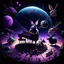 Placeholder: dark colours bugs bunny being a composer piano violin and is surrounded by swarm pig pig swinewasp swine pigpen pigsty on an diffrent planet cosmos lovecraft