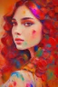 Placeholder: A portrait of a beautiful young woman. An oil colored picture of a plastic painting with colors that express joy 8k