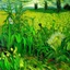 Placeholder: A green field with bio life painted by Vincent van Gogh