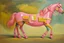 Placeholder: Big pink plastic toy horse.19th painting