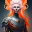 Placeholder: fantasy setting, woman, two-toned streaked orange and white hair, ranger