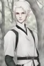 Placeholder: a young male Elf with white skin and hair with black eyes