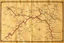 Placeholder: a scan of an ancient Cree Anishinaabe road map, hand drawn been stained and weathered, text is in Cree Syllabic