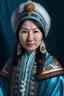 Placeholder: The portrait of the modern woman of Kazakhstan nationality in new year dress