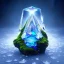 Placeholder: cristal angelic castle crystalline, beau , cosmic, opalescent, opalescent, gemstones, crystals, object, other worldly,water, rock, moss,bright, ice background, neige etang bleu