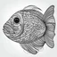 Placeholder: Fish, front face view, mandala, minimal lines, cartoon, white back ground color, real style, realistic, minimalistic, minimal black line art, line art, crisp line art, unique coloring sheet, outlined, outline, crisp, crisp line edges, illustration, thin lines, crisp clear lines, line art, clean line art, unique, 8k, amazing, masterpiece, no colors, no dark color, no black color, avoid thick black, minimalistic line edges, pure white back ground, image character full fit to page,