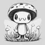 Placeholder: mushroom, black and white, cartoon, drawing, cute, creature, simple, mouth