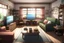 Placeholder: average suburban house living room in anime visual novel style