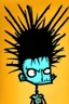 Placeholder: 2d drawing of a stickman, cool with punk hair, x eyes like in hangman, sunbading,3d realistic in colour