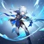 Placeholder: Genshin woman, Clear Focus High resolution, Calm Background, Light skinned woman, Black long beatiful hair, Dark blue sparkling eyes, Very Beatiful Face, Splash art, Battle Scene Epic, Spinning Pose