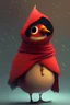 Placeholder: A European Robin Bird in the style of little nightmares with a red chest