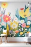 Placeholder: Create a vibrant mural depicting a lively meadow filled with Easter-inspired florals like daffodils, tulips, and daisies. Use pastel colors to evoke the joy of the season.