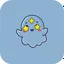 Placeholder: The icon for a service called Gaste. It should feature a cute ghost that has stars as its eyes. It should look super happy