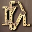 Placeholder: The letter P as in peter from the alphabet, constructed from machine parts, steampunk-style as a door sign