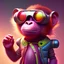 Placeholder: pixar style anamorphic cute cyberpunk monkey baby,sunglass, smiling,gangsta gold neckless, full body, magenta puffer jacket, manila city backdrop, dramatic lighting, hyper realistic, unreal engine 5, 16k