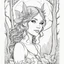 Placeholder: realistic FAIRY, "Moonlit Forest, "adult, face view, cute, smile, beautiful, full view, realistic, coloring page, only draw lines, coloring book, clean line art, –no sketch, color, –ar 3:4, white background, minimalistic black lines, minimal black color, low level black colors, coloring page, avoid thick black colors, thin black line art, avoid colors, perfect shape, perfect clear lines,